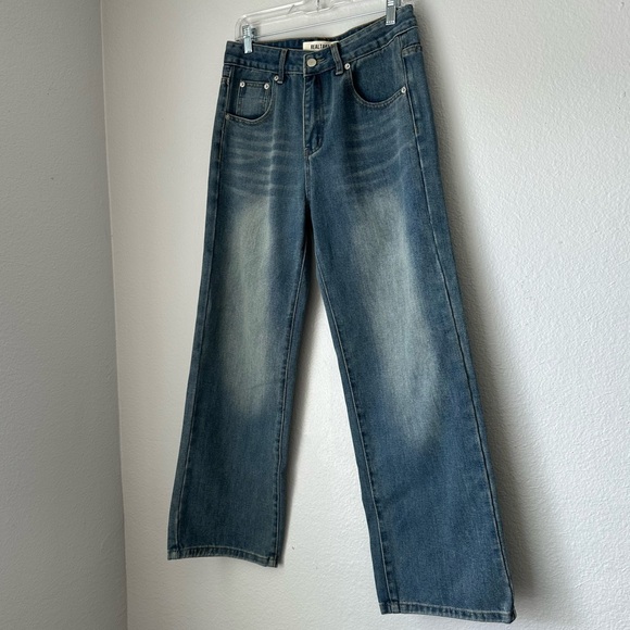 Realtakai Jeans Medium Wash Wide leg denim streetwear fashion edgy style - Picture 2 of 14